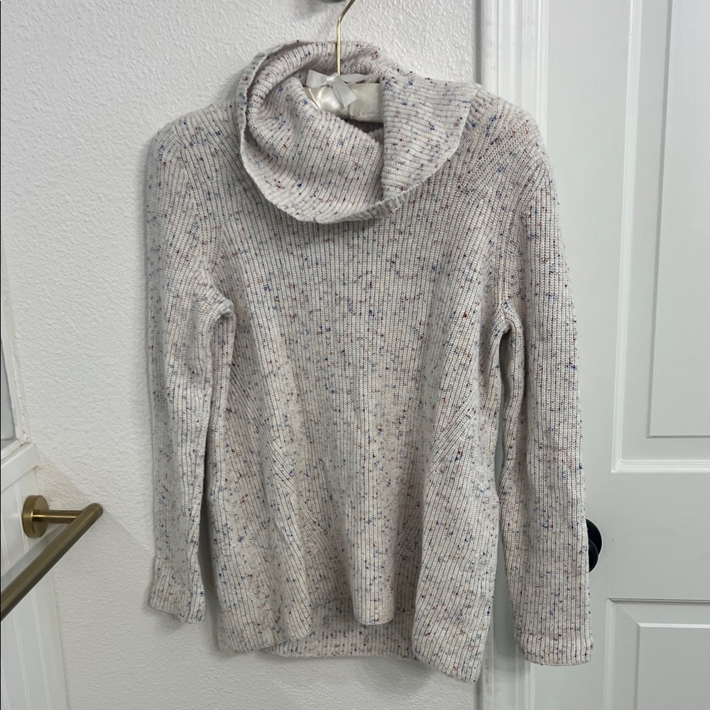 Talbots Cream Speckled Cowl Neck Sweater - Size Small Petite